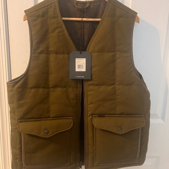 Filson Buckland Reversible 650FP Goose Down Vest, Forrest Green - Size Medium - Picture 5 of 7